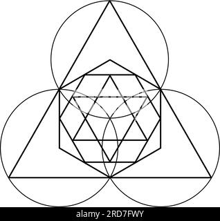 Vektorelemente Für Erschreckte Geometrie. Diese Religion, Philosophie und Spiritualsymbole. Die Welt der Geometrie mit unseren komplexen Illustrationen. Stock Vektor