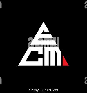 ECM-Logo mit Dreiecksbuchstaben und Dreiecksform. Designmonogramm mit ECM-Dreieck-Logo. ECM-Dreieck-Vektor-Logo-Vorlage mit roter Farbe. ECM Triangul Stock Vektor