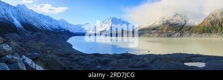 Tasman Lake am Fuße des Tasman-Gletschers im Mount Cook National Park, Neuseeland Stockfoto