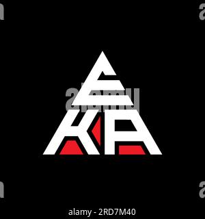 LOGO mit DREIECKSBUCHSTABEN „EKA“ in Dreiecksform. Monogramm mit EKA-Dreieck-Logo. EKA-Dreieck-Vektor-Logo-Vorlage mit roter Farbe. EKA triangul Stock Vektor