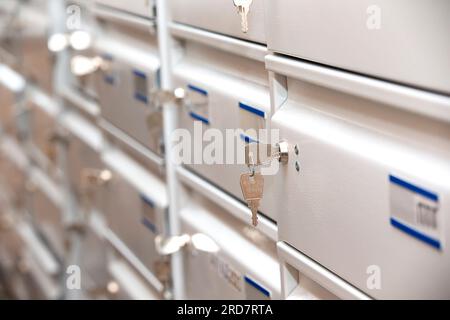 Metallzelle in der Registrierung zur Datenspeicherung. Stockfoto