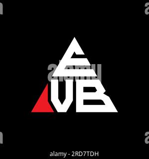Logo mit Dreiecksbuchstaben in Dreiecksform. Monogramm mit Dreieckslogo. EVB-Dreieck-Vektor-Logo-Vorlage mit roter Farbe. EVB Triangul Stock Vektor