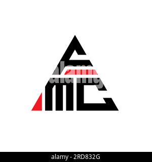 FMC-Logo mit Dreiecksbuchstaben und Dreiecksform. Monogramm mit FMC-Dreieck-Logo. FMC-dreieckige Vektorvorlage mit roter Farbe. FMC Triangul Stock Vektor