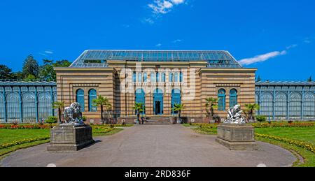 Maurisches Landhaus mit Garten, Gewächshaus, Zoologisch-Botanischer Garten, Wilhelma, Stuttgart, Baden-Württemberg, Deutschland, Europa Stockfoto