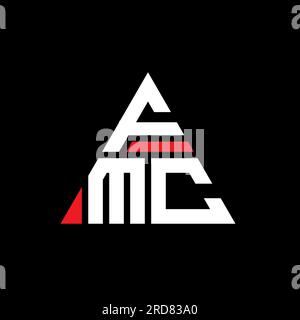 FMC-Logo mit Dreiecksbuchstaben und Dreiecksform. Monogramm mit FMC-Dreieck-Logo. FMC-dreieckige Vektorvorlage mit roter Farbe. FMC Triangul Stock Vektor