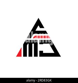 FMJ-Logo mit Dreiecksbuchstaben und Dreiecksform. FMJ-Dreieck-Logo-Monogramm. FMJ-Dreieck-Vektor-Logo-Vorlage mit roter Farbe. FMJ Triangul Stock Vektor