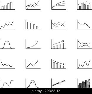 Gruppe von Diagrammsymbolen. Wachstum und Rückgang, Vektordarstellung Stock Vektor