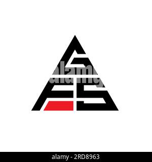 GFS-Logo mit Dreiecksbuchstaben und Dreiecksform. Monogramm mit dem GFS-Dreieck-Logo. GFS-Dreieck-Vektor-Logo-Vorlage mit roter Farbe. GFS Triangul Stock Vektor