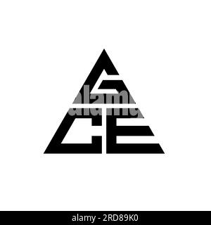 GCE-Logo mit dreieckigem Buchstaben in Dreiecksform. Monogramm mit dem GCE-Dreieck-Logo. Vorlage für GCE-Dreieck-Vektor-Logo in roter Farbe. GCE Triangul Stock Vektor