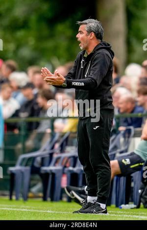 Dirkshorn, Niederlande. 19. Juli 2023. DIRKSHORN, NIEDERLANDE - JULI 19: Cheftrainer David Wagner vom Norwich City FC trainiert seine Spieler während des Vorsaison-Freundschaftsspiels zwischen AZ und dem Norwich City FC auf dem V.V. Dirkshorn am 19. Juli 2023 in Dirkshorn, Niederlande (Foto von Patrick Goosen/Orange Pictures). Kredit: Orange Pics BV/Alamy Live News Stockfoto