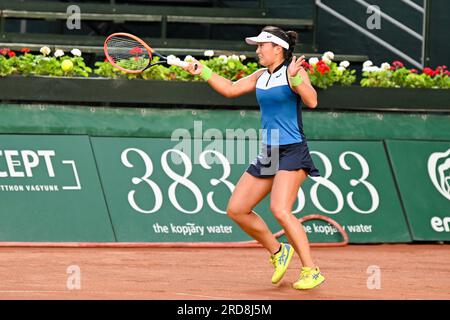 Budapest, Ungarn. 19. Juli 2023. Claire Liu (USA) während der Hauptauslosung des ungarischen Gran Prix Tennis am 19. Juli 2023 am WTA250. Juli im Romai Teniszakademia, Budapest, Ungarn, Kredit: Live Media Publishing Group/Alamy Live News Stockfoto