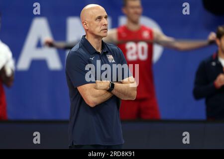 Danzig, Polen. 19. Juli 2023. John Speraw beim FIVB Volleyball Men's Nations League-Spiel zwischen den USA und Frankreich am 19. Juli 2023 in Danzig, Polen. (Foto: Piotr Matusewicz/PressFocus/Sipa USA) Guthaben: SIPA USA/Alamy Live News Stockfoto