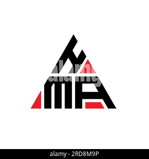 HMA-Logo mit Dreiecksbuchstaben und Dreiecksform. Monogramm mit HMA-Dreieck-Logo. HMA-Dreieck-Vektor-Logo-Vorlage mit roter Farbe. HMA Triangul Stock Vektor