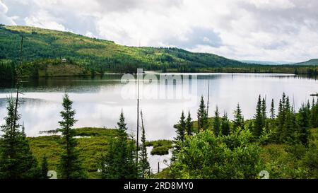 St-Urbain, Kanada - Juli 17 2023: Panoramaaussicht im Grands Jardins National Park in Quebec Stockfoto