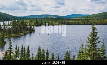 St-Urbain, Kanada - Juli 17 2023: Panoramaaussicht im Grands Jardins National Park in Quebec Stockfoto