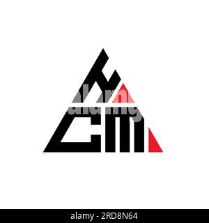 HCM-Logo mit Dreiecksbuchstaben und Dreiecksform. Monogramm mit HCM-Dreieck-Logo. Vorlage für HCM-Dreieck-Vektor-Logo in roter Farbe. HCM-Triangul Stock Vektor