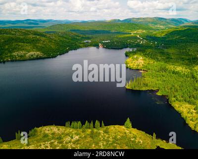 St-Urbain, Kanada - Juli 17: Panoramaaussicht im Grands Jardins National Park in Quebec Stockfoto