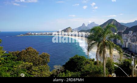 Panoramablick auf Copacabana Beach, Rio de Janeiro, Brasilien Stockfoto