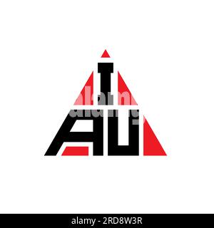 IAU-Logo mit Dreiecksbuchstaben und Dreiecksform. IAU Dreieck-Logo-Monogramm. IAU-dreieckige Vektorvorlage mit roter Farbe. IAU Triangul Stock Vektor