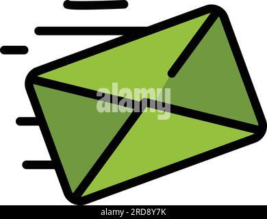Konturvektor des Symbols für Fast Mail. E-Mail-Nachricht. SMS für gesendete Sendungen in Farbe Stock Vektor