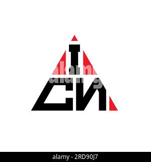 ICN-Logo mit dreieckigem Buchstaben in Dreiecksform. Monogramm mit ICN-Dreieck-Logo. ICN-dreieckige Vektorvorlage mit roter Farbe. ICN-Triangul Stock Vektor