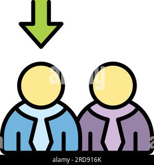 Konturvektor des Jobsymbols wird gesucht. Mitarbeiter suchen. Firmenfarbe flach Stock Vektor