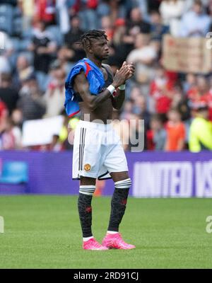 Edinburgh, Großbritannien. 19. Juli 2023. Vorsaison freundlich - Manchester United FC gegen Olympique Lyonnais 19/7/2023. Fred applaudiert der Menge, nachdem Manchester Utd Olympique Lyonnais 1-0 in einer Vorsaison besiegte, die sich freundlich im Murrayfield Stadium, Edinburgh, Schottland, UK Credit: Ian Jacobs/Alamy Live News befand Stockfoto