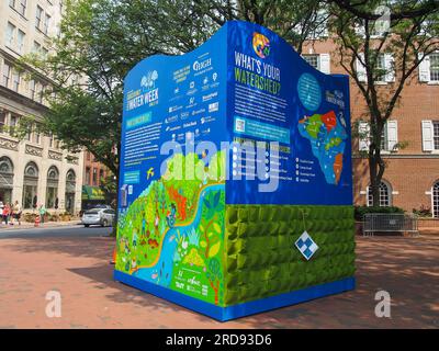 Lancaster Conservancy Water Week Werbeausstellung am Penn Square in Lancaster, Pennsylvania, 5. Juni 2023, © Katharine Andriotis Stockfoto