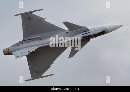 Die schwedische Luftwaffe SAAB JAS-39C Gripen auf der Royal International Air Tattoo 2023. Stockfoto