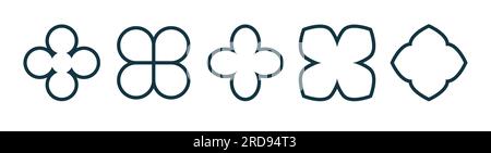 Quatrefoil-Symbolsatz. Geometrische Form des Vierbeins. Vektor Stock Vektor