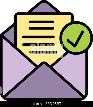Konturvektor des E-Mail-Symbols empfangen. E-Mail-Newsletter. Senden Sie Papier in flacher Farbe Stock Vektor