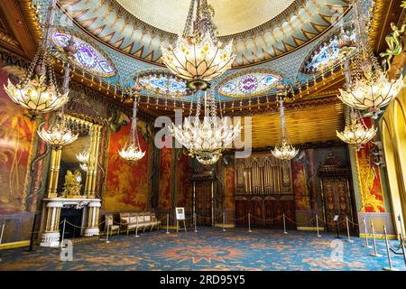 Innenausstattung des Musikraums im Royal Pavilion (Brighton Pavilion), Brighton, England Stockfoto