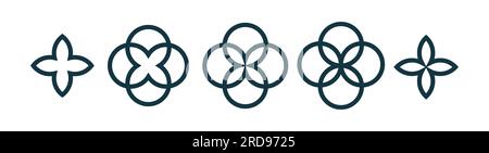 Quatrefoil-Symbolsatz. Geometrische Form des Vierbeins. Vektor Stock Vektor