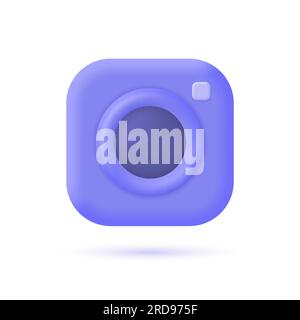 3D Fotokamera-Ikone im minimalistischen Cartoon-Stil. vektordarstellung isoliert auf weißem Hintergrund Stock Vektor