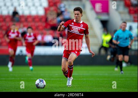 Matthew Hoppe von Middlesbrough während des Vorsaison-Freundschaftsspiels zwischen Rotherham United und Middlesbrough im New York Stadium, Rotherham, am Mittwoch, den 19. Juli 2023. (Foto: Trevor Wilkinson | MI News) Kredit: MI News & Sport /Alamy Live News Stockfoto