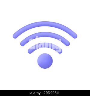 3D WLAN-Symbol im Cartoon-Stil. Das Konzept eines guten Netzwerkverbindungssignals. vektordarstellung isoliert auf weißem Hintergrund. Stock Vektor