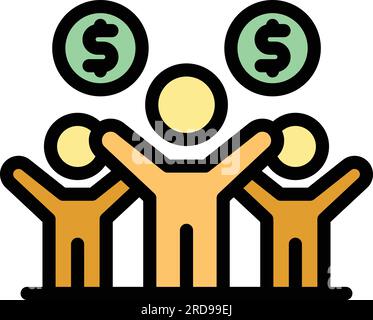 Übersichtsvektor für die Symbole der glücklichen Familie im Finanzwesen. Ein Heim-Traum. Die Farbe der Versicherung ist flach Stock Vektor