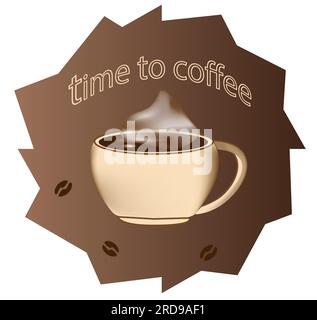 Tasse duftenden Kaffee auf braunem Hintergrund Vector EPS10 Stock Vektor