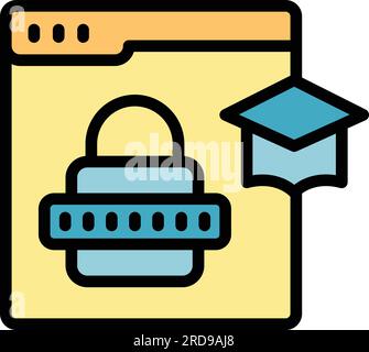 Symbolkontur der Lernplattform - Vektor. Online-Schulung. Die Farbe der Schulstunde ist flach Stock Vektor