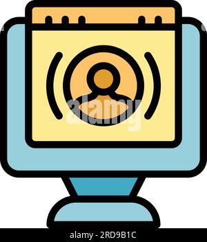 Vektor des Symbols für die Videolektion. Online-Schulung. Webinar für Lehrer in flacher Farbe Stock Vektor