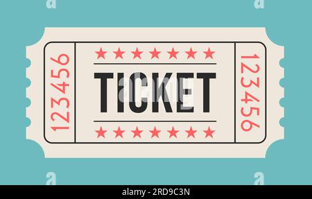 Retro-Ticket. Klassisch. - Alter Stil. Klassische Retro-Karte für Filmpartys, Kino, Theater, Zirkus und andere Veranstaltungen. Stock Vektor