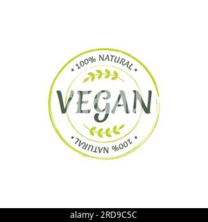 Aufkleber, Etikett, Abzeichen und Logo für Öko-, Bio-, Bio- und Naturprodukte. Ökologie-Symbol. Logo-Vorlage mit grünen Blättern für Bio- und umweltfreundliche Produkte Stock Vektor