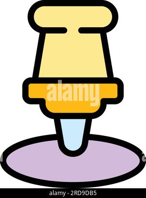 Konturvektor des Office-Stiftsymbols. Business-Computer. Nadelklemme flach Stock Vektor