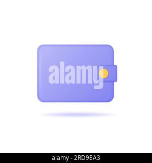 Geldbörse 3D. Realistische Vektordarstellung im Cartoon-Stil, isoliert auf weißem Hintergrund. Stock Vektor