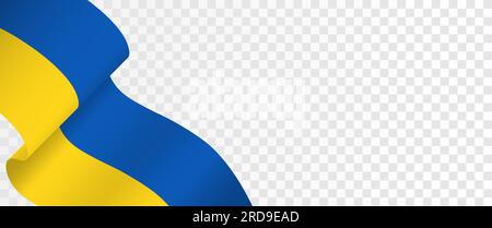 Ukrainische Flagge auf transparentem Hintergrund. Vorlage mit freiem Platz für Design oder Text. vektordarstellung. Stock Vektor