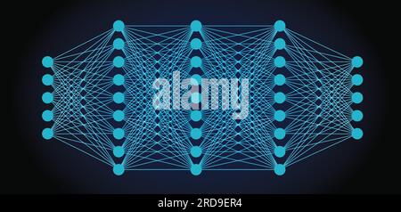 Neuronennetzmodell. Künstliche Intelligenz. KI Stock Vektor