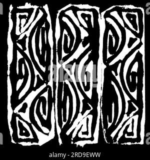 Originale handgefertigte Textur mit abstrakten Motiven in Schwarz und Weiß Stockfoto
