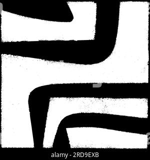 Originale handgefertigte Texturschablone mit abstrakten Motiven in Schwarz und Weiß Stockfoto