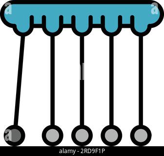 Konturvektor des Antistress-Pendel-Symbols. Kinetische Hypnose. Hypnotherapie-Impuls-Farb-Flatur Stock Vektor
