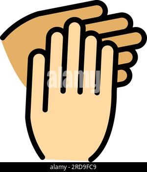 Vektor des Handklappersymbols loben. Applaus für die Hand. Die Finger ermutigen zu flachen Farben Stock Vektor